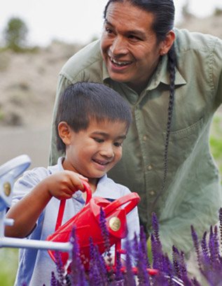 Tribal members with children