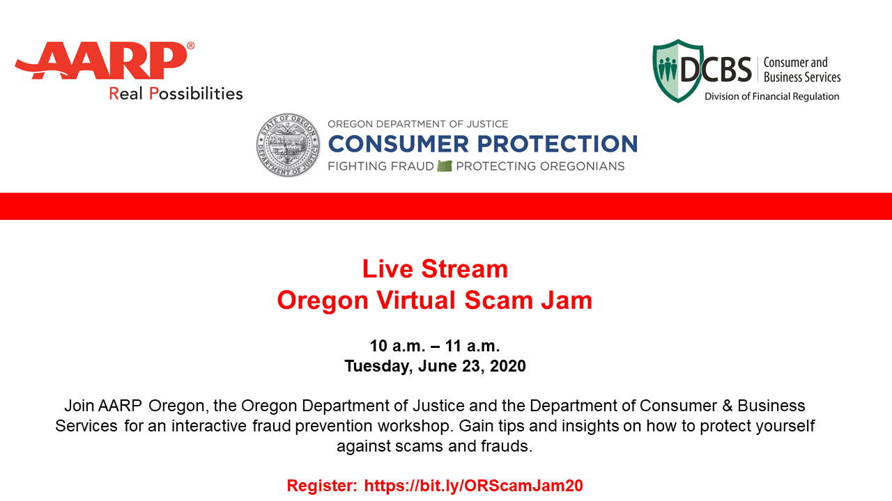 Live Stream - Oregon Virtual Scam Jam