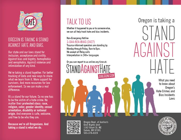 Stand Against Hate Tri-Fold Brochure